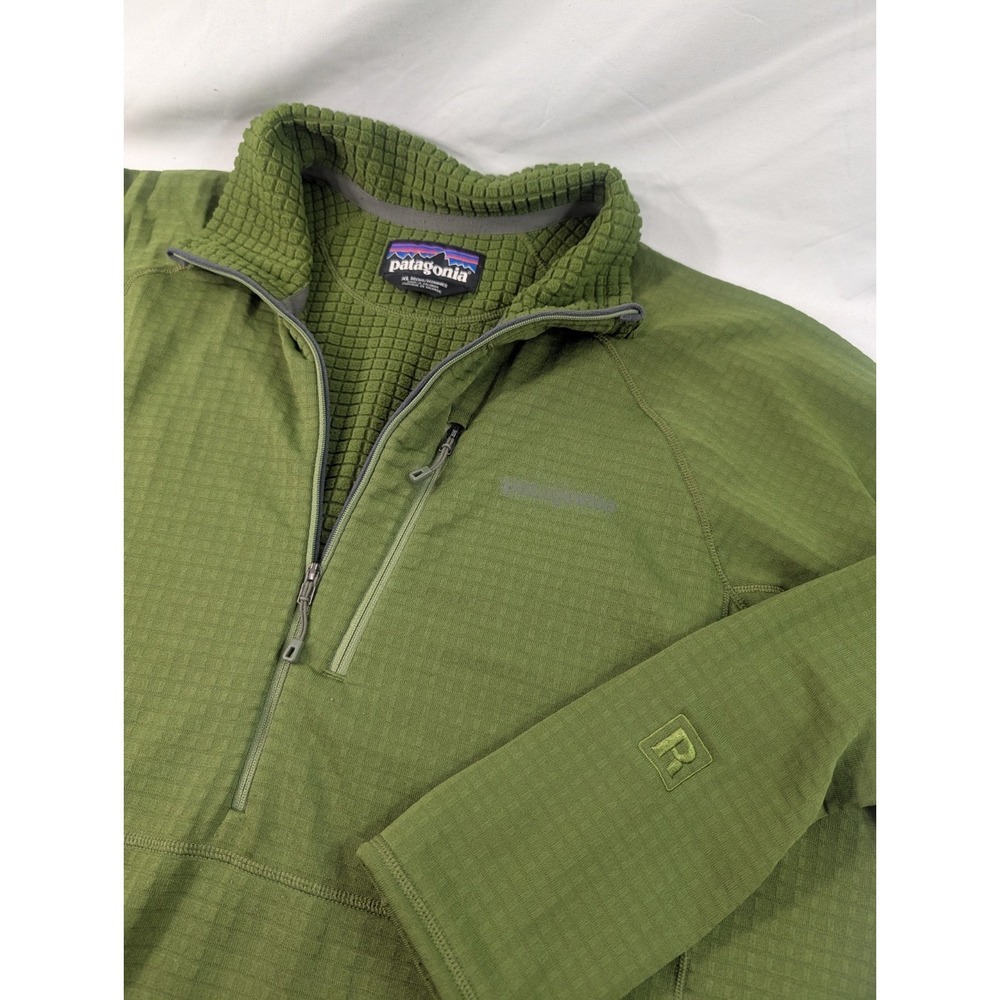 Patagonia Shirt Mens XL Green R1 1/2 Zip Pullover Waffle  Regulator Polartec Dry